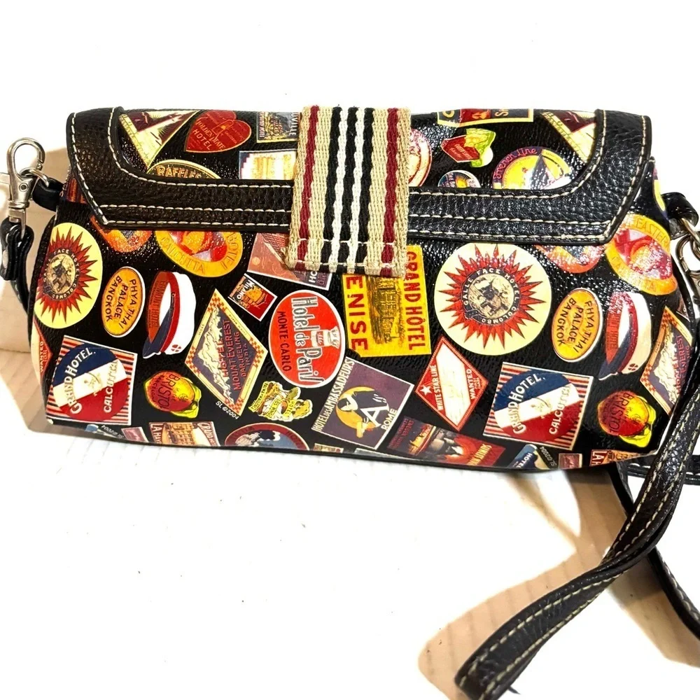 Sydney love Stylish Black Multi-Color PUC leather crossbody wristlet  Bag